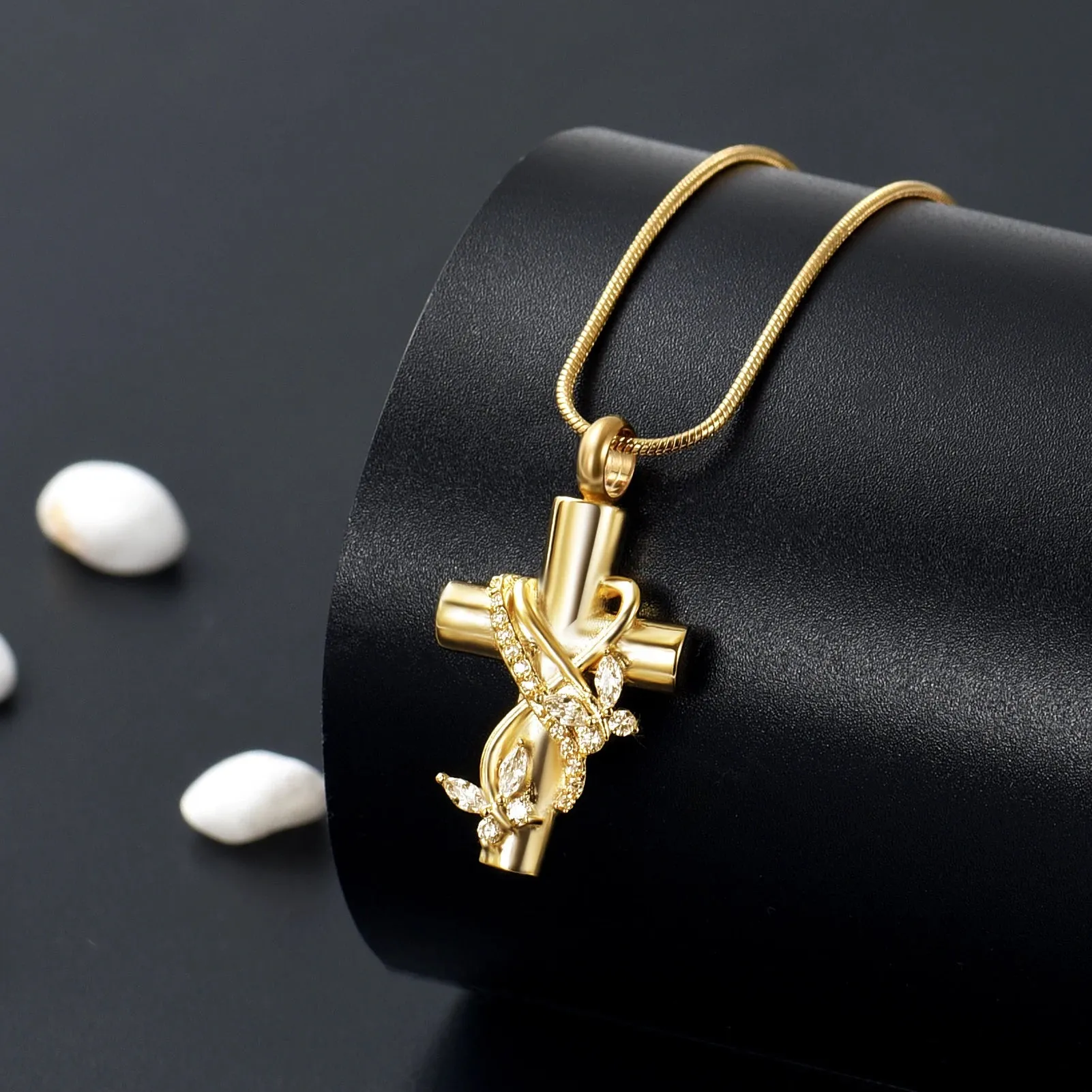 Cross & Butterflies Cremation Necklace